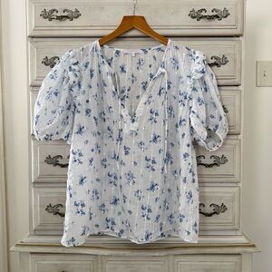 Vici White Floral Shabby Chic Top
